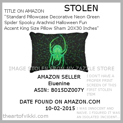 GREEN SPIDER COUNTERFEIT GOODS SOLD ON AMAZON, STOLEN FROM MY ZAZZLE STORE