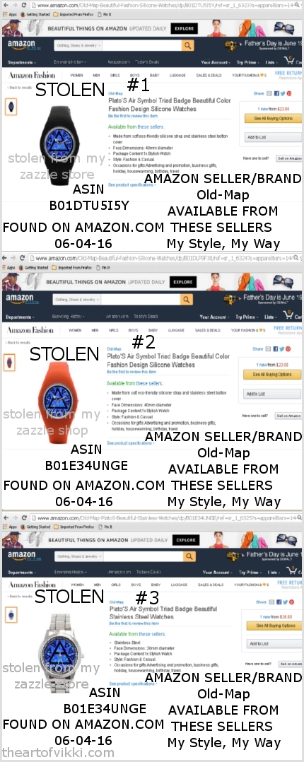 BLUE PLATO'S AIR SYMBOL COUNTERFEIT GOODS SOLD ON AMAZON, TAKEN FROM MY ZAZZLE STORE