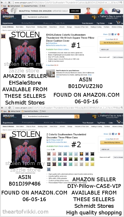 THUNDERBIRD SOUTHWEST COUNTERFEIT GOODS SOLD ON AMAZON, TAKEN FROM MY ZAZZLE STORE