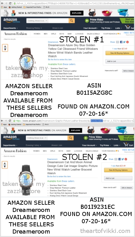 BLUE AND WHITE CHEVRON PATTERN BLUE CAT AND THE MOON COUNTERFEIT WATCH SOLD ON AMAZON, TAKEN FROM MY ZAZZLE SHOP